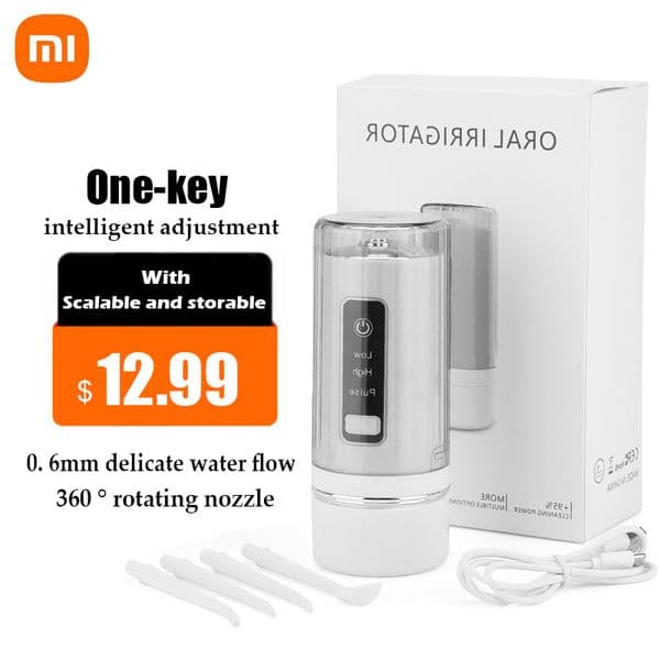 Xiaomi Electric Oral Irrigator 360 Rotating Nozzle Teeth Cleaner Dental Water Flosser Jet Water Tank Deep Cleaning Gum Massage