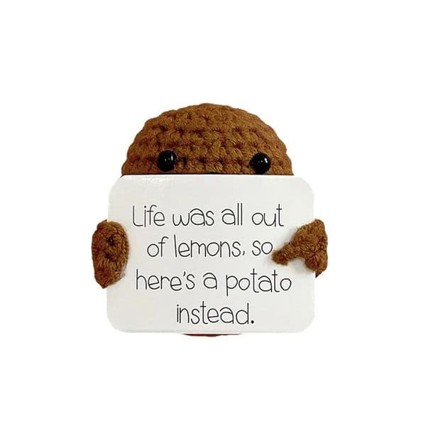 Funny Positive Energy Potato Hug Pocket Hand-Stitched Handmade Plush Wool Knitting Doll With Card Home Room Christams Decor Gift