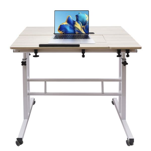 Mobile Standing Desk with Standing and Seating, Height Adjustable Desk, Home and Office Desk, 2 Modes