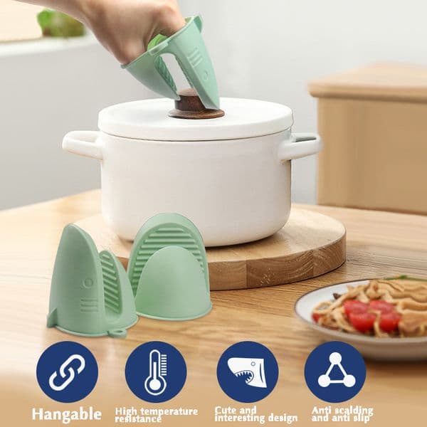 Silicone Oven Mitts Clips with Hanging Hole Oven Dishes Clips for Cooking and Baking Easy Cleaning