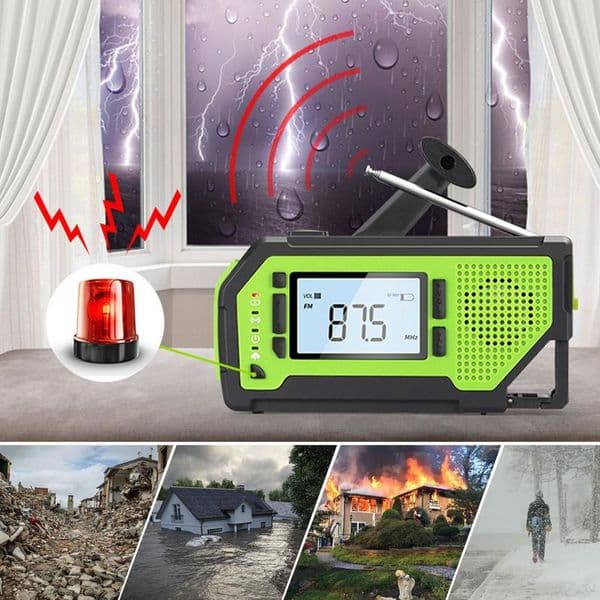 Solar Emergency Radio 2000mAh Emergency Radio With Solar And Crank Charger AM FM Weather Alert Radio With Rechargeable Power