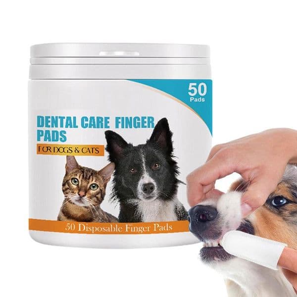Dog Finger Toothbrush 50 Counts Cat Toothbrush No Toothpaste Required Presoaked Soft Food-Grade Effective Dog Finger Brush