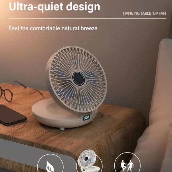 Household Dual-use Kitchen Fan Wall-Mounted Desktop Fan USB Charging Small Fan Mini Portable Electric Fans for Dormitory Office 1c4eb