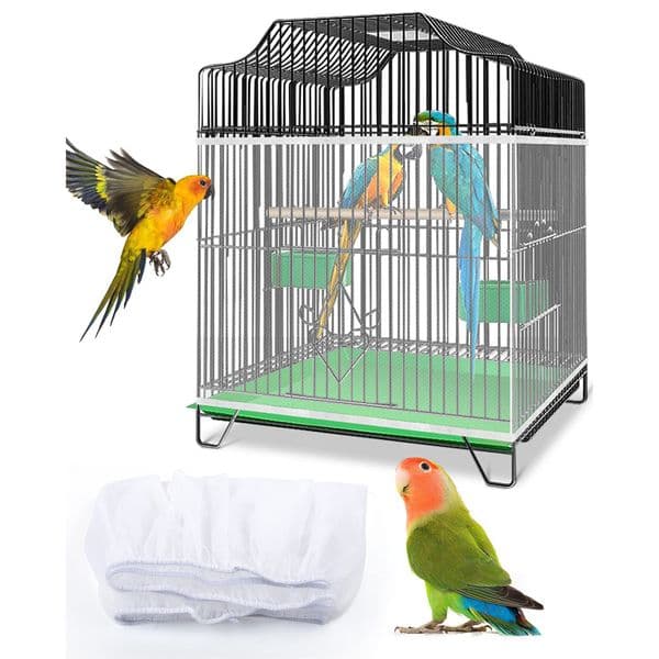 Parrot Bird Cage Cover Adjustable Universal Breathable Stretch Mesh Skirt Dustproof Net Cover Cage Guard Dropshipping