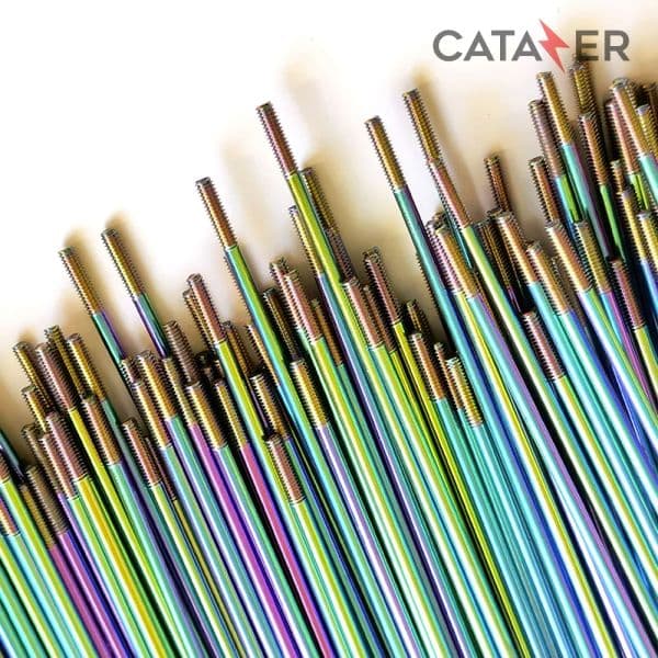 10 Pcs Bicycle Spokes J-bend 14G Round Steel Spokes Rainbow Laser Color with Nipple