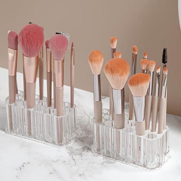 Clear Acrylic Makeup Brush Storage Rack Organizer, 26 Holes Nail Art Brush Eyeliner Nail Polish Storage Box Display Rack