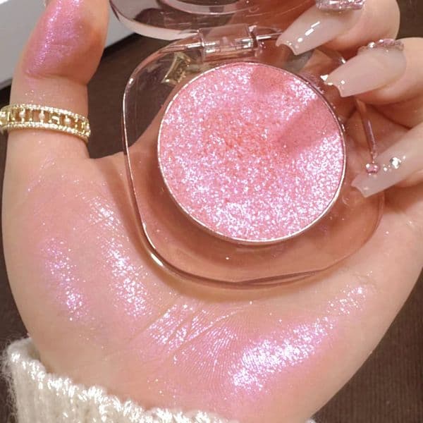 Makeup Highlighter Pink Polarized Shiny Glitter Brighten Cheekbones Eyes High Gloss Palette Highly Pigmented Shimmer Fine Shine 240621