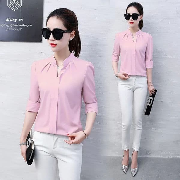 Blouse Women Korean Fashion Women Clothing Casual Shirts for Women Long Sleeve Blouses Chiffon White Shirt Elegant Womens Tops