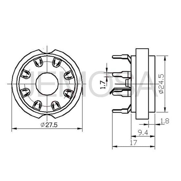 8Pin B8G LOCTAL Tube Socket For 7N7 5B254 ECH21 C3G 5B255M Tube Amplifier Audio HIFI PCB Mount
