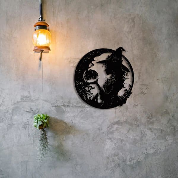 CIFBUY Beautiful Metal Witch Wall Art Wall Decor, Boys And Girls Room Kindergarten Living Room Nursery Decor Sticker Mural