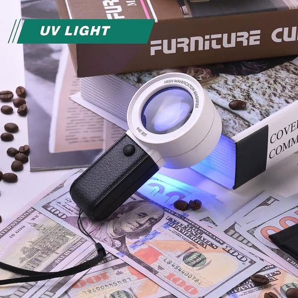 30X double layer optical Magnifying Glass With 3 LED 1 UV Light Handheld Stamps Jewelry Loupe For Seniors Reading Watch Repair