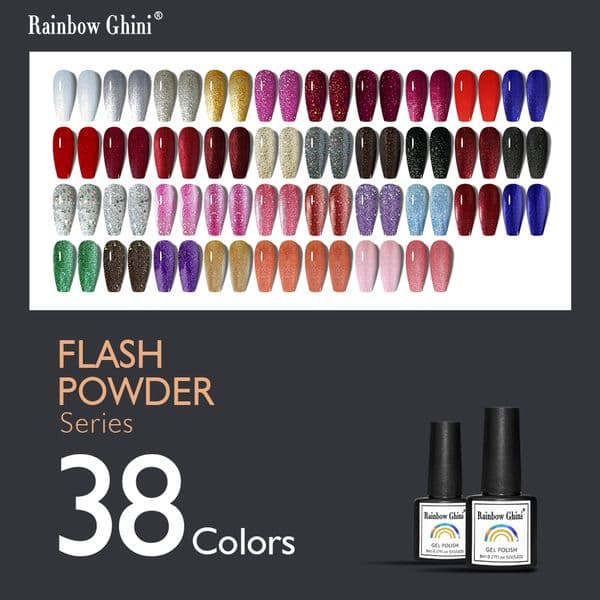 RG Ultra Shiny Glitter Hybrid Nail Gel Polish Gellack UV Varnish Gold Silver Manicure Semi-Permanent Enamels for Nail Glue Art