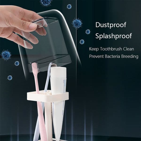 Toothpaste Bracket For Family Organizers Supplies Bathroom Dustproof Toothbrush Holder with Cover Box Bath Tools Toothbrush Rack
