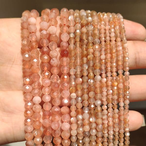 Faceted Natural Stone Bead 2/3/4mm Emeralds Agates Crystal Gems Loose Beads for Jewelry Making Tiny Beadwork DIY Bracelet 15''