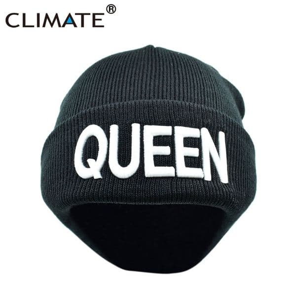 CLIMATE Queen King Hat Beanie Men Women Lover Winter Hat Couples Husband and Wife Warm Knitted Hat Hat for Couples Lovers