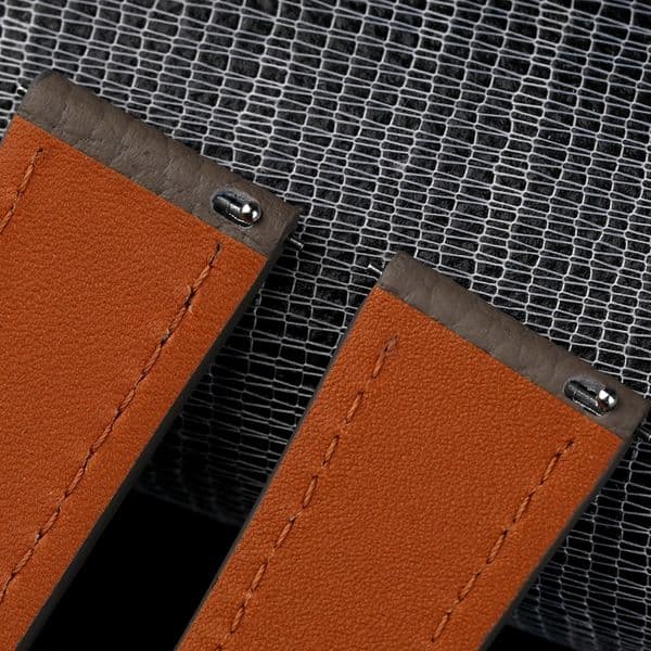 Light Brown Gray Leather Watchband 18 19 20 22MM Quick Release Lugs Lychee Pattern Top Layer Cowhide Bracelet Vntage Watchband