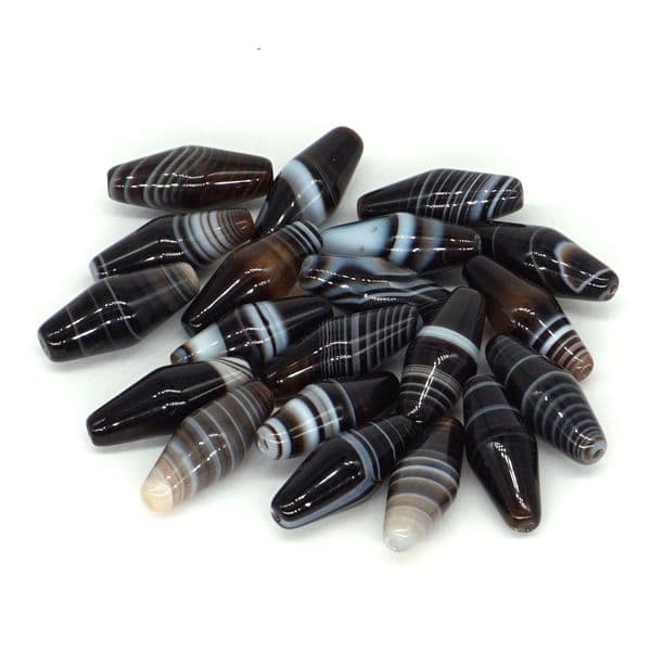 Wholesale 19x8mm Natural Gemstone Evil Eye Agate Crystal Reiki Healing Rice Grain Beads For Jewelry Bracelet Making Accessories