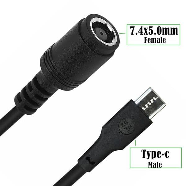 DC7450 Female To Type-C Male 7.4mm * 5.0mm Female To Type-C Male Power Adapter Laptop Adapter Cable 0.15M
