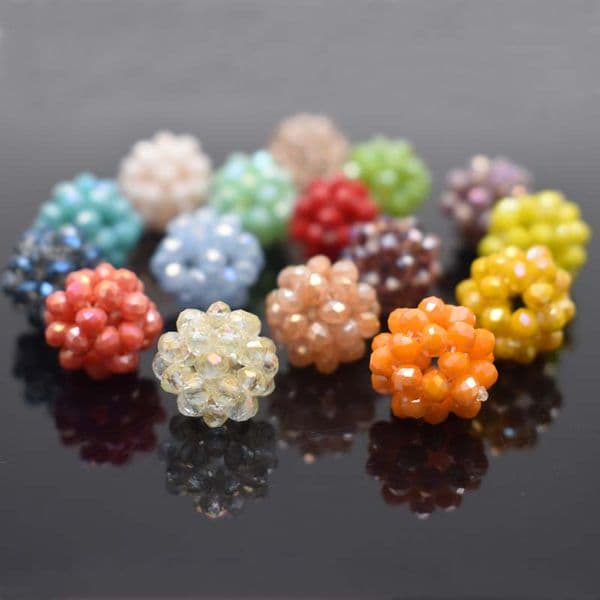 New 12mm 6pcs Hand Made Weave Ball Beads Crystal Glass Beads For Jewelry Making DIY Earrings Hairpin Accessories