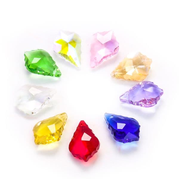 20PCS Charms Crystal Pendant Maple Leaf Glass Bead Chandelier Prism Parts Hanging Suncatcher DIY Jewelry Making Necklace Earring