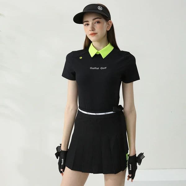 Golfist Golf Women Short-sleeved Lapel Polo Shirt Two-piece Style Short Skirt Elastic Breathable Golf Tennis Clothing 240617