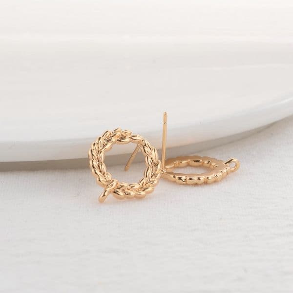 16.5MM 14K Gold Color Plated Brass Bee Stud Earrings High Quality Diy DIY Jewelry Making Finding Accessories