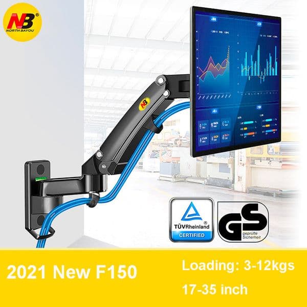 New NB F300 F150 Gas Spring 17-35 inch LED TV Wall Mount Monitor Holder Ergonomic Mount Arm Max. VESA 100*100mm Loading 3-12kgs