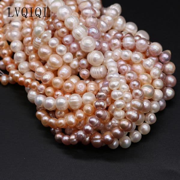 LVQIQI 100% Natural Freshwater Pearl Beads Fine pearls Punch Loose Beads for DIY Women Elegant Bracelet Necklace Jewelry Making