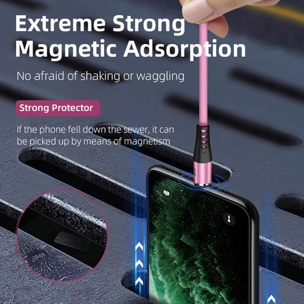 AUFU Liquid Silicone Cable Magnetic Charging Cable For iPhone 13 12 Magnet Charger Micro USB Type C For Samsung Huawei 2m 1m