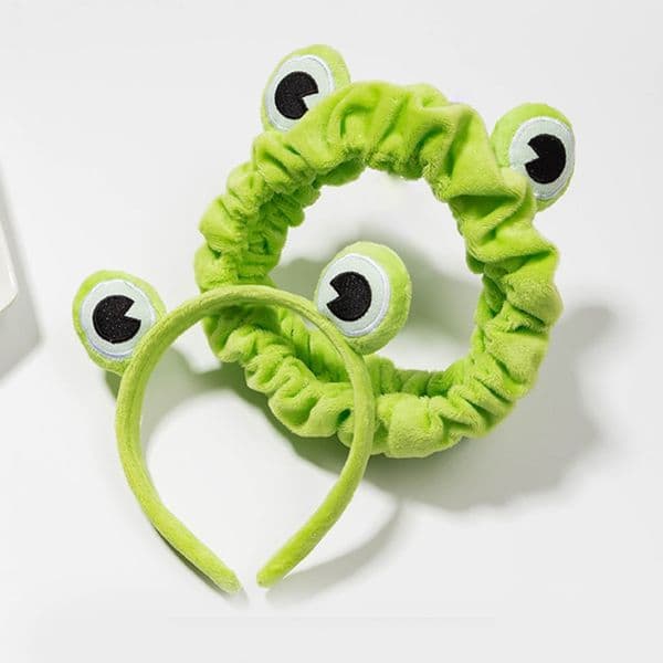 Wash Face Makeup Headband Cute Frog Eyes Elastic Hair Hoop Plush Wrapped Bandana X5XA