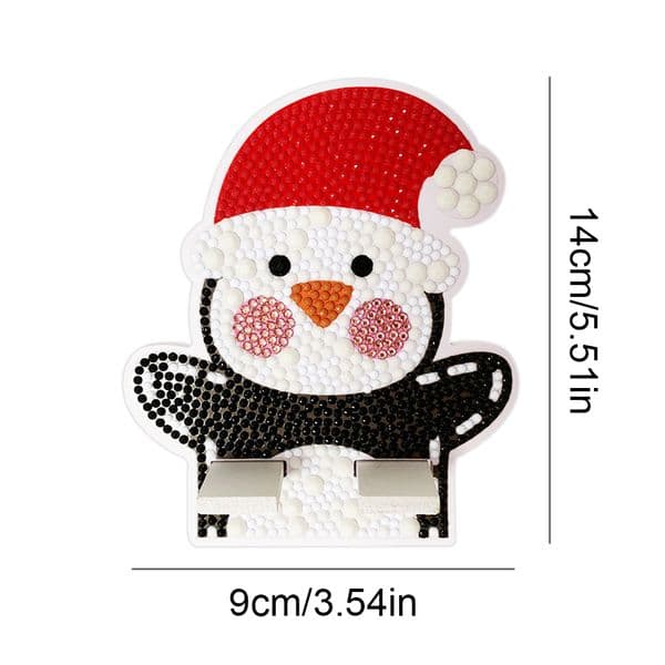 Diamond Painting DIY Phone Holder Christmas Penguins Cute Desktop Phone Holder Santa Smartphone Stand Holder Best Gift for Girls