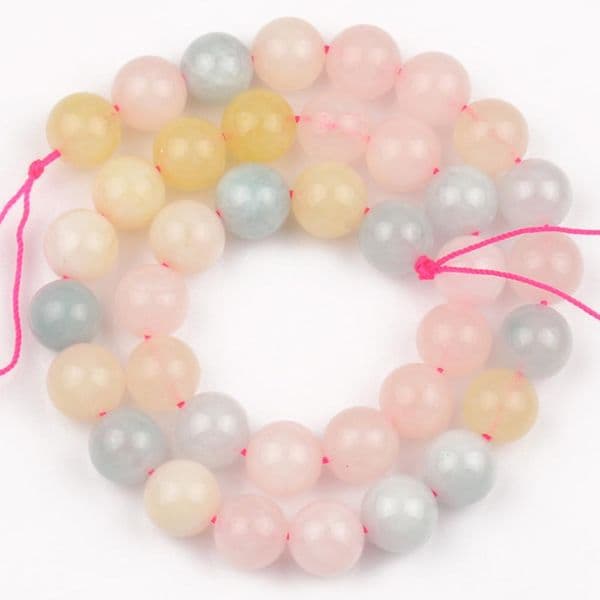 Wholesale Colorful Morganite Stone Beads Handmade Diy Bracelet Necklace 6/8/10mm Round Loose Spacer Beads For Making Jewelry 15"