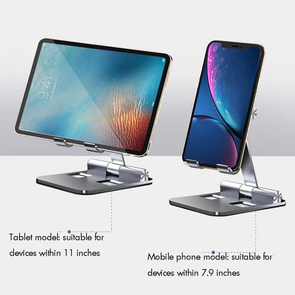 Adjustable Tablet Stand, Desktop Aluminum Tablet Holder Bracket, Foldable Mobile Phone Stand, Black, Silver, Gray