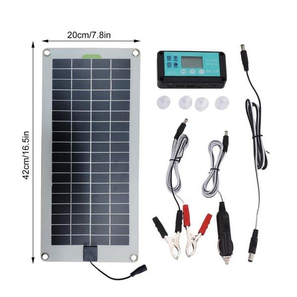 Solar Car Battery Charger 30W 12V Car Battery Charger Solar Powered Plug And Play Solar Panel Trickle Charging Kit With Lighter