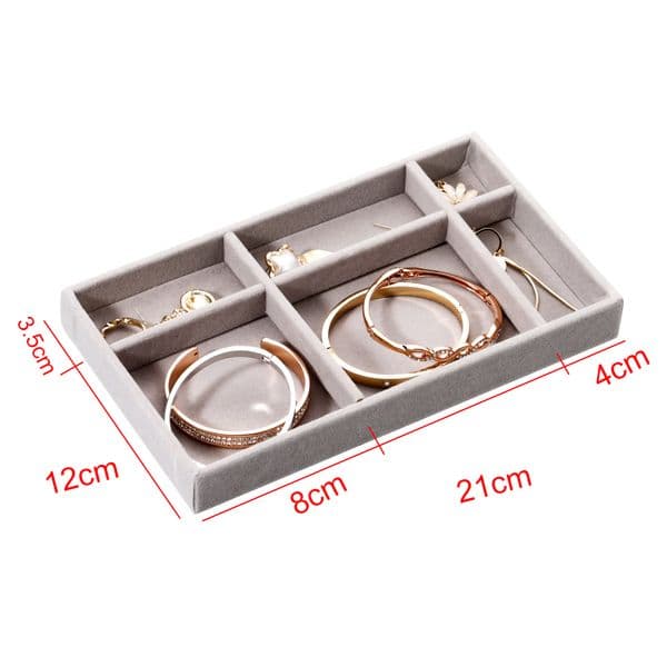 Velvet Jewelry Ring Display Organizer Multilayer Stackable Display Portable Box Tray Holder Earring Necklace Jewelry Showcase