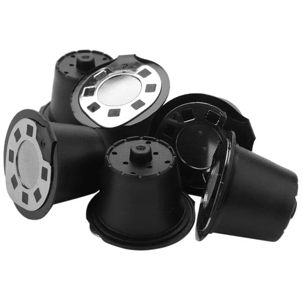 6 Pcs Reusable Refillable Refill Coffee Capsule Pod Filter Baskets Compatible With For Nespresso Machines Brewer Maker