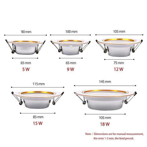 KARWEN LED Downlight AC 220V 230V 240V Ceiling light 5W 9W 12W 15W 18W Gold Body Led spotlight for living room