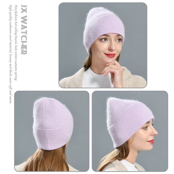 Jxwatcher Solid Color Winter Hats Women Men Fluffy Long Hair Cashmere Knitted Beanies Warm Wool Autumn Female Beanie Caps Casual