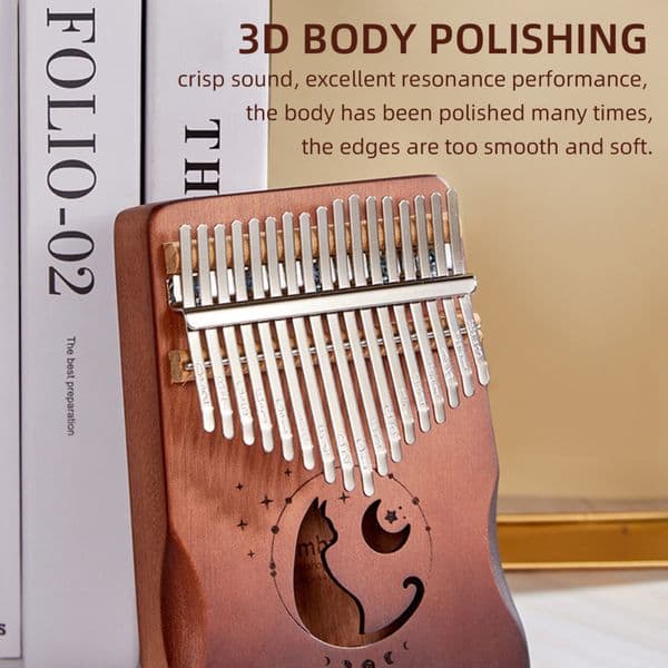 17 Key Kalimba Music Instrument Mahogany Wood Mini Keyboard Wooden Lightweight Thumb Piano Ideal Birthday Gift for Kids