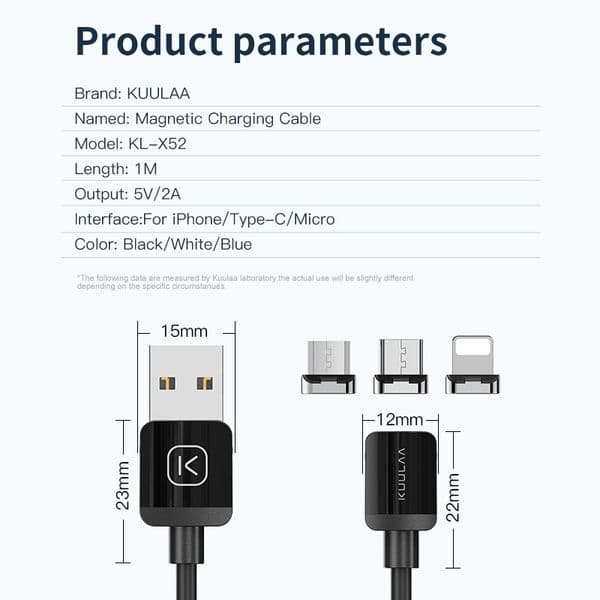 KUULAA Magnetic Cable USB Type C Cord Micro USB C Cable For iPhone Xiaomi poco x3 pro f3 Magnet Phone Charging Cord USBC Wire