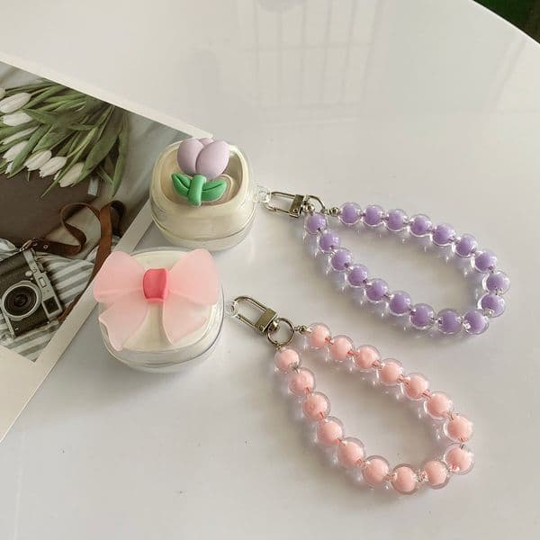 Cute flower For Samsung Galaxy buds live / buds2 Pro Case with keychain Clear Earphone Cover for Galaxy buds Pro Case buds 2