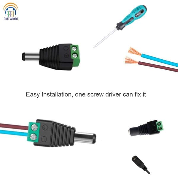 5.5mm x 2.1mm Male DC Power Plug Adapter Power Jack Socket Male DC connector for For LED Strip CCTV Camera