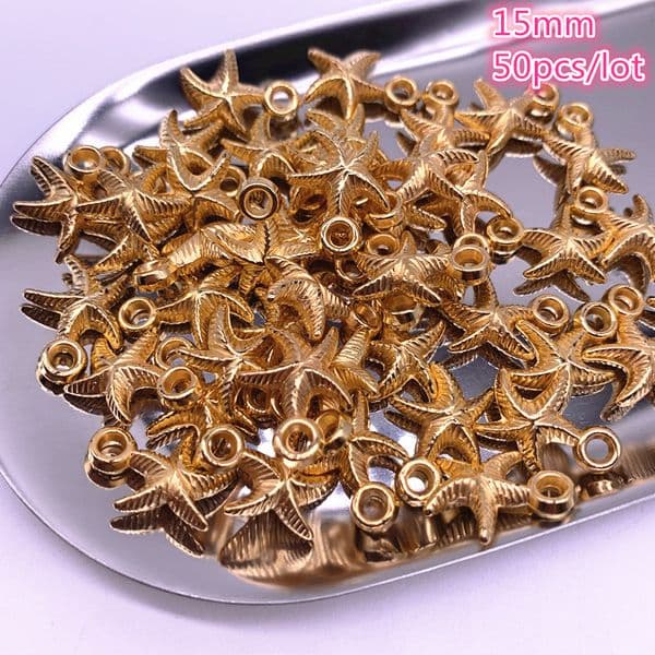 10-100pcs Star Charm Pendant CCB Beads End Caps Beads Gold Color Spacer Beads for Jewelry Making DIY Accessories