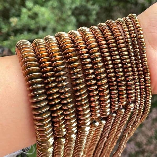Plating Colorful Disc Abacus Coffee Brown Hematite Stone Flat Disc Gasket Saucer Beads for DIY Accessories Jewelry Making 15"
