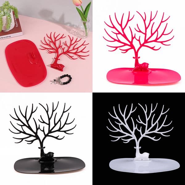 Black White Pink Rose Red Deer Earrings Necklace Ring Pendant Bracelet Jewelry Cases&Display Stand Tray Tree Storage Jewelry