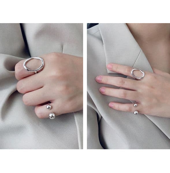 F.I.N.S Classic Double Round Ball 925 Sterling Silver Knuckle Rings for Women Small Toe Tail Finger Ring Female Fine Jewelry