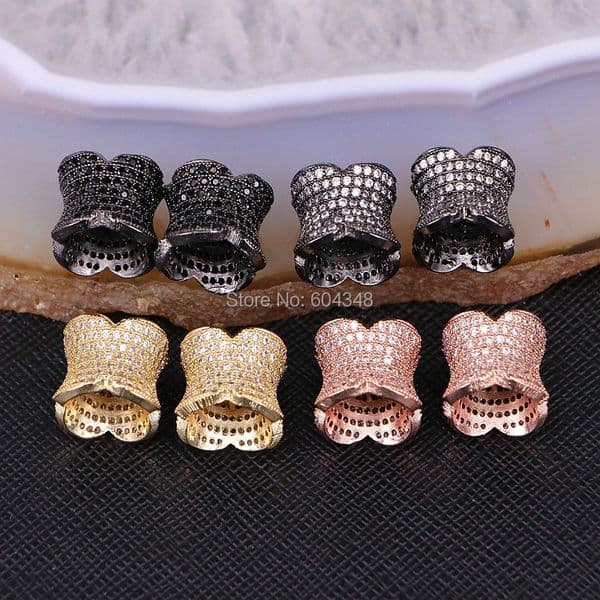 10PCS ZYZ183-9607 Micro Pave CZ Flower Connector Beads Fits charm bracelets Necklace Beads For Jewelry Making