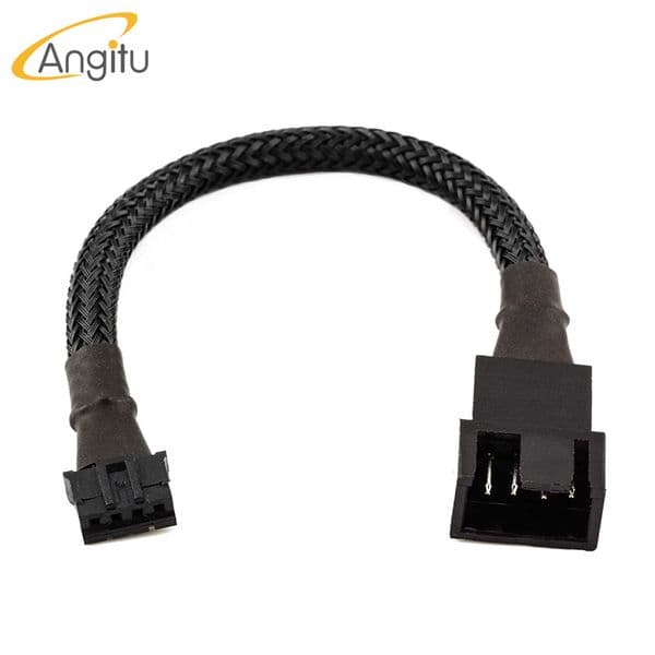 Angitu Graphic Card 4Pin PWM Fan Adapter GPU Motherboard Cable Compatible With 4pin And 3pin Fan Black Sleeved 30cm