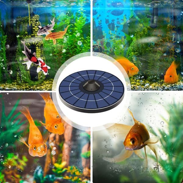Solar Pond Aerator Oxygen Pump With Air Hose and Bubble Stone Floating Water Pond Aerator Fish Tank Oxygenator for Birdbath