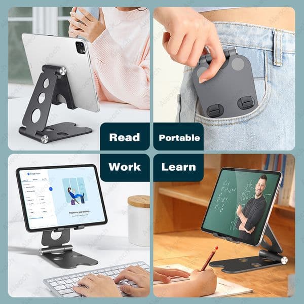 iPad Stand For iPad Pro 11 12.9 inch Tablet Holder For Samsung Xiaomi Huawei Metal Adjustable Folding Mobile Phone Tablet Stand